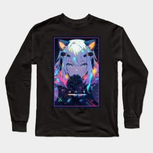 Anime Cat Girl | Quality Anime Design | Chibi Cat Girl Miaw | Manga Anime Art Long Sleeve T-Shirt